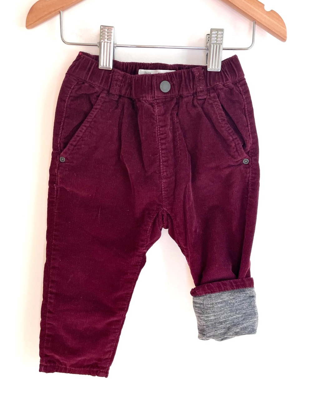 Zara Lined Corduroy Pants! Pull-On, Front & Back Pockets, Deep Plum, Thick Soft